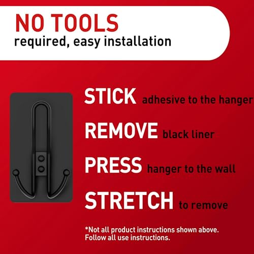 Command X-Large Matte Black Triple Hook, 1 Hook, 3 Strips, Damage-Free Hanging Wall Hooks with Adhesive Strips, No Tools Wall Hooks for Hanging Decorations in Living Spaces - Image 4