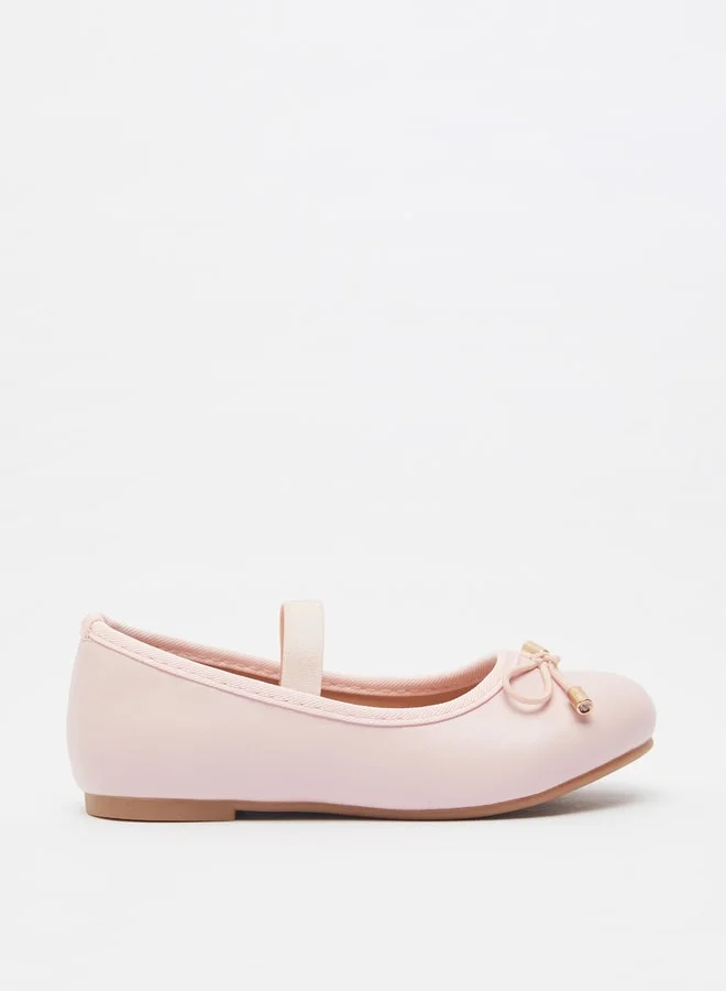 JUNIORS Girls Round Toe Ballerina Shoes with Elastic Strap Detail with Cushioning