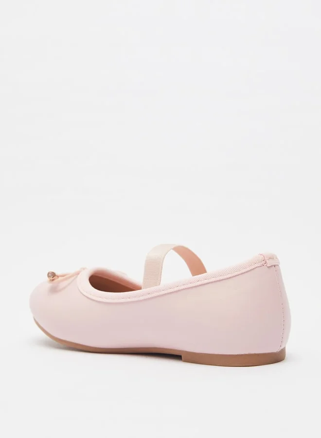 JUNIORS Girls Round Toe Ballerina Shoes with Elastic Strap Detail with Cushioning