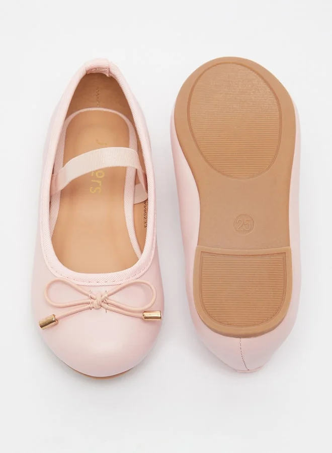 JUNIORS Girls Round Toe Ballerina Shoes with Elastic Strap Detail with Cushioning