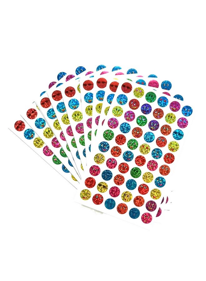 OWINAS,600 Glitter Sparkle Smiley Stickers 10 Sheets, 7 Multicolours,600 Pieces for School Kids and School Teacher's Classroom Smiley face Reward Stickers Craft,Return Gifts,Kids Birthday Gifts - Image 4