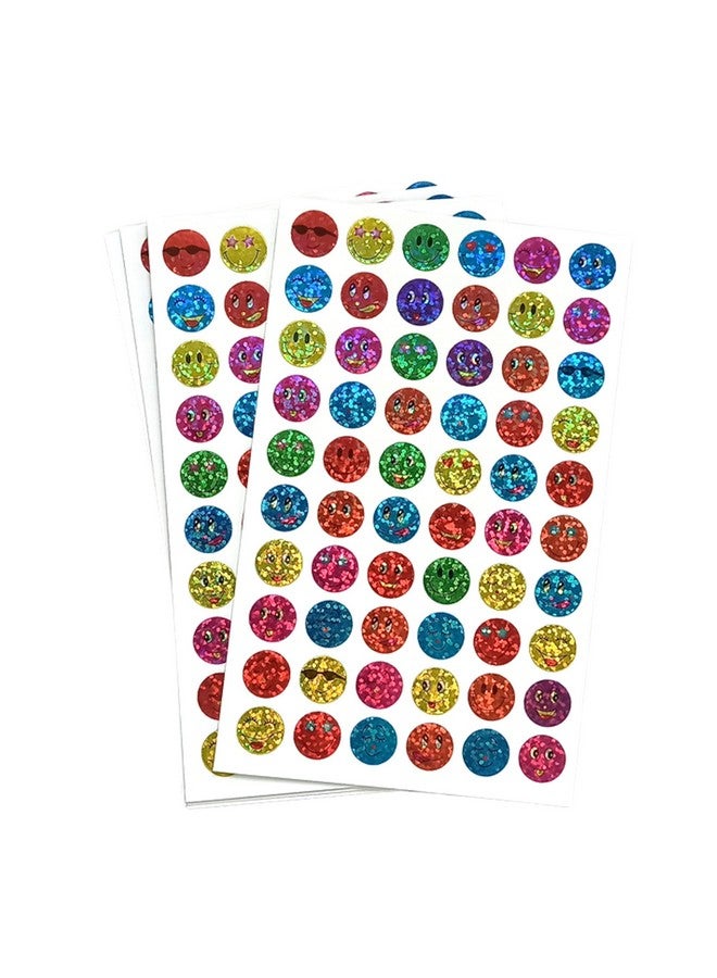 OWINAS,600 Glitter Sparkle Smiley Stickers 10 Sheets, 7 Multicolours,600 Pieces for School Kids and School Teacher's Classroom Smiley face Reward Stickers Craft,Return Gifts,Kids Birthday Gifts - Image 2