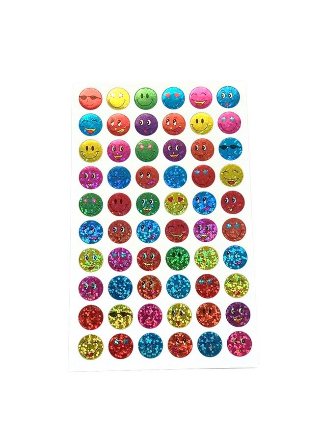 OWINAS,600 Glitter Sparkle Smiley Stickers 10 Sheets, 7 Multicolours,600 Pieces for School Kids and School Teacher's Classroom Smiley face Reward Stickers Craft,Return Gifts,Kids Birthday Gifts - Image 3