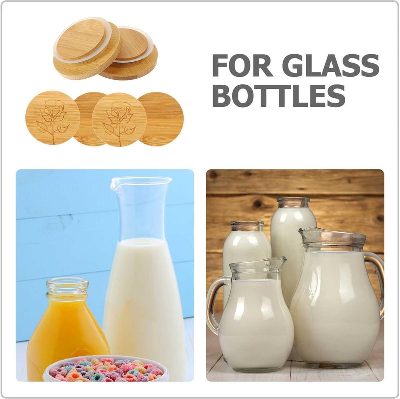 Reusable Jar Lids with Sealing Rings for Glass Bottles, 6pcs (68mm Outer Diameter, 48mm Inner Diameter), Kitchen Canning Covers for Mason Jars and Food Storage - Image 3