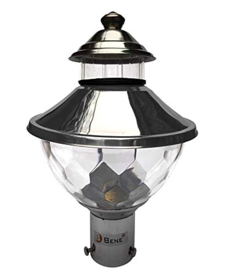 BENE Lavish Lamp, Designed Glass with Steel Polished, Outdoor Garden Light, Steel, Round, 21cms, Decorative Gate Lights for Garden, Terrace, Yard, Patio and Fence - Image 4