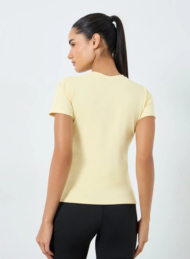 Styli Active Contour Stitch Detail Fitted Short Sleeve Top