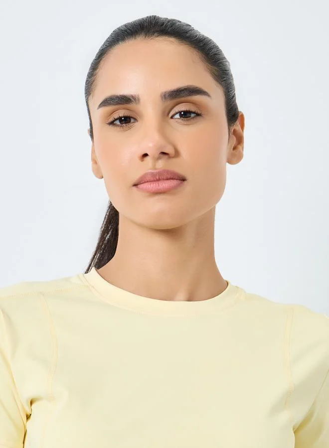 Styli Active Contour Stitch Detail Fitted Short Sleeve Top