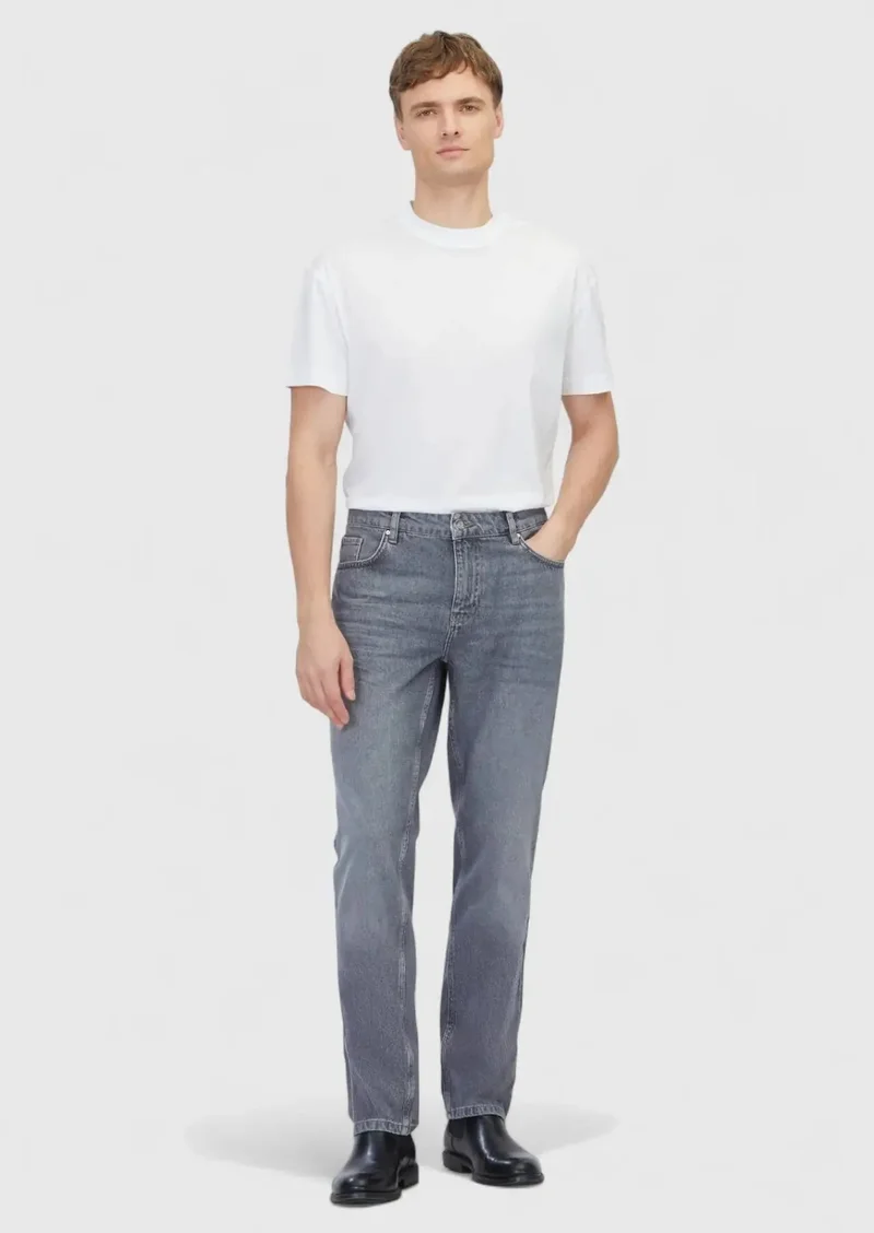 رامسي بنطلون جينز رمادي بقصة عادية مصنوع من القطن بنسبة 100%