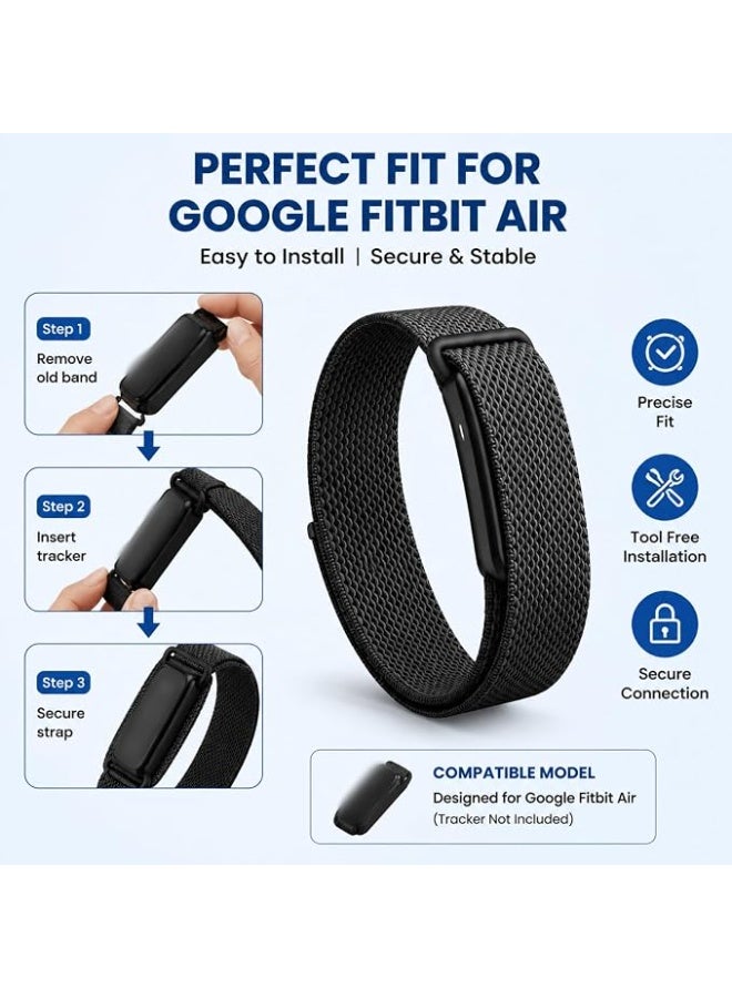 for Google Fitbit Air Nylon Band,Hook and Loop Strap Replacement,Breathable Sport Loop,Adjustable Woven Wristband for Fitbit Air Screenless Fitness Tracker,Non-Original - Image 3