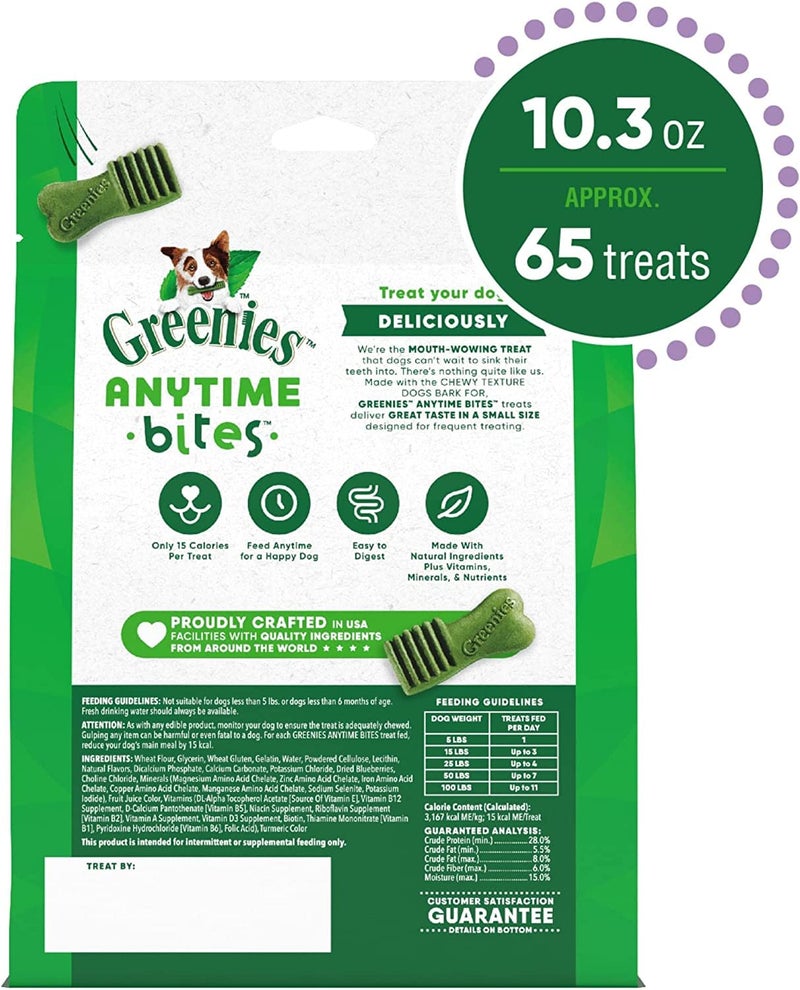 Greenies Anytime Bites Dog Treats, Blueberry Flavor, 10.3 oz. Bag - Image 2