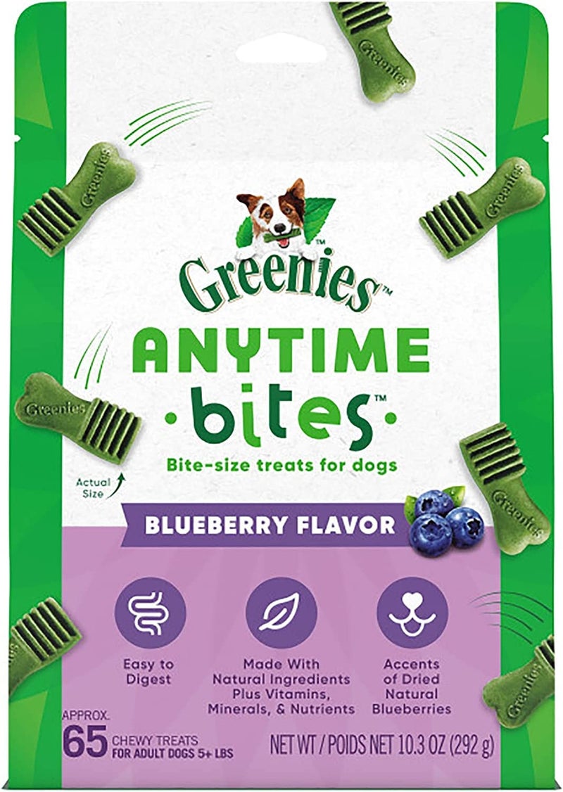 Greenies Anytime Bites Dog Treats, Blueberry Flavor, 10.3 oz. Bag - Image 1
