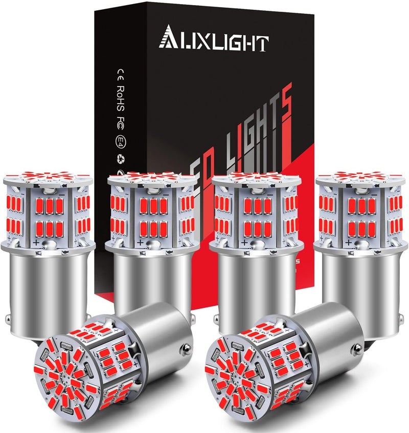 AUXLIGHT 1156 LED Bulbs 54-SMD 300% Super Bright BA15S 7506 1141 1003 LED Light Replacement for Car Brake Tail Signal Parking Lights & RV Camper Trailer Interior Lights, Brilliant Red(Pack of 6) - Image 1