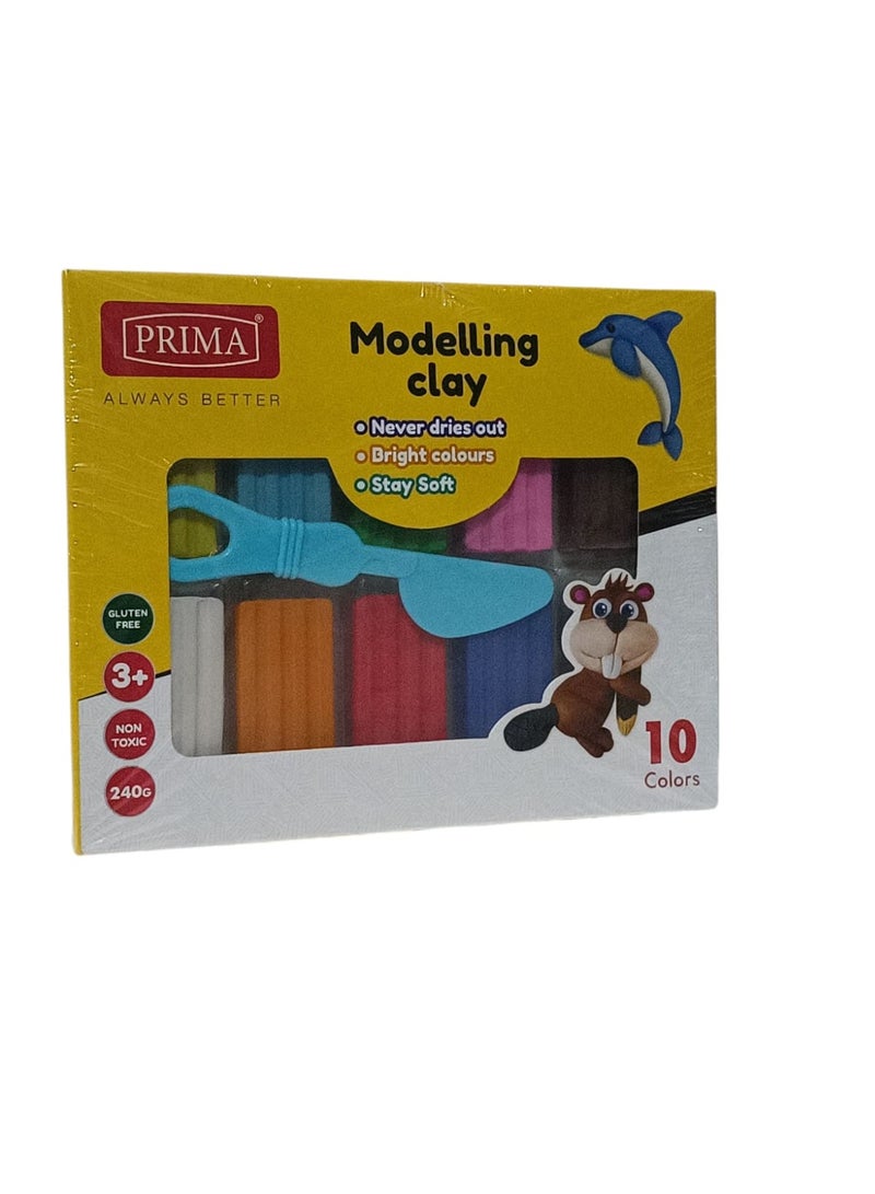 بريما طقم صلصال للتشكيل مكون من 10 ألوان متعدد الألوان 240 جرام - Image 2