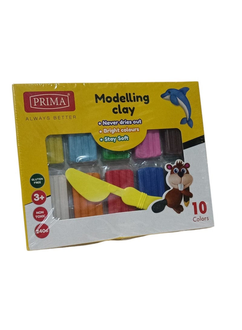 بريما طقم صلصال للتشكيل مكون من 10 ألوان متعدد الألوان 240 جرام - Image 1