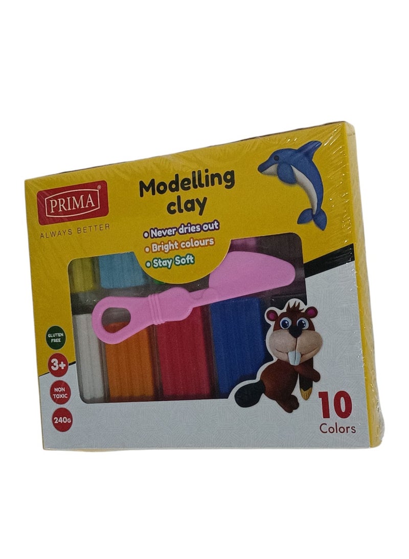 بريما طقم صلصال للتشكيل مكون من 10 ألوان متعدد الألوان 240 جرام - Image 3