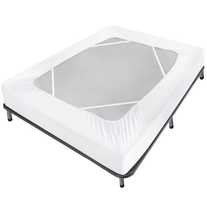 BOX SPRING COVER QUEEN SIZE BED SKIRT WRAP 4 SIDE OF THE MATTRESS STRETCH SNUG FIT ULTRA SOFT WRINKLE FREE REPLACING BED SKIRTS FOR HOTEL AND HOME WHITE