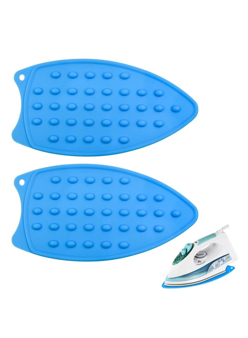 KASTWAVE Silicone Iron Rest Pads, Multipurpose Iron Hot Resistant Mat Protective Pads for Ironing Board, Silicone Heat Resistant Mat for Flat Irons, Curling Irons, Blue, 2 Pcs - Image 1