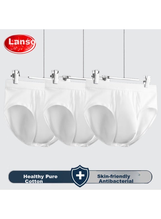LANG SHA Langsha Men's White Cotton Triangle Underwear Thin Breathable Mid-rise Full Cotton Antibacterial Crotch Shorts - Image 2
