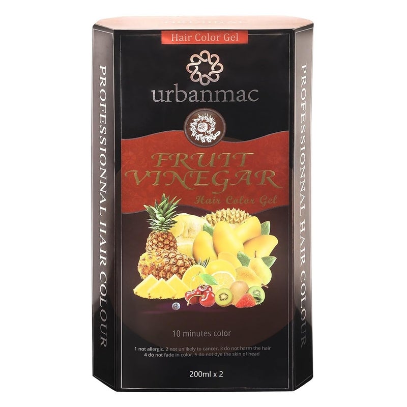 URBANMAC جل صبغة الشعر من أوربان ماك خل الفاكهة للشعر الطبيعي 200 مل × 2 صبغة للشعر الأسود - Image 3