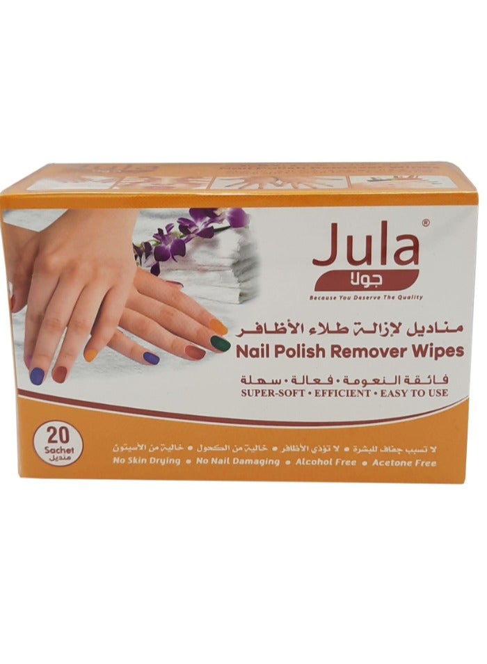 مناديل لإزالة طلاء الأظافر من 20 قطعة أبيض