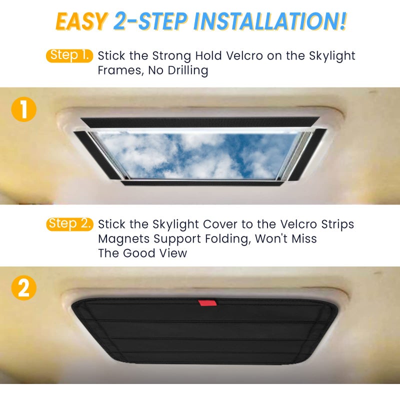 funomo Magnetic RV Window Shade, 16 Â¼" (L) x 16 Â¼" (W), Foldable Magnet RV Blackout Ventilation Cover, UV Rays Protection Camper Trailer Fan Vent Cover, Waterproof Thickened Oxford Fabric (Black) - Image 3
