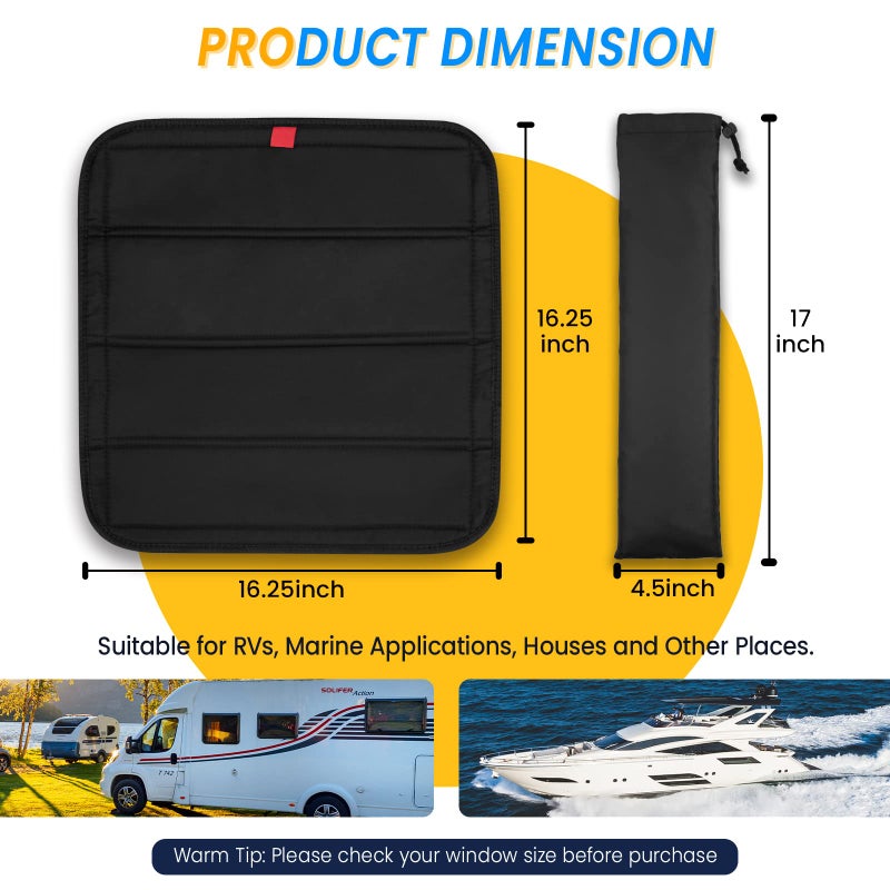 funomo Magnetic RV Window Shade, 16 Â¼" (L) x 16 Â¼" (W), Foldable Magnet RV Blackout Ventilation Cover, UV Rays Protection Camper Trailer Fan Vent Cover, Waterproof Thickened Oxford Fabric (Black) - Image 4