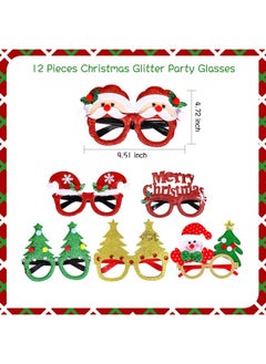 Max Fun Max Fun 24 Pieces Christmas Glasses Frame and Headbands Set with 24 Cute Designs Exquisite Decoration Accessories for Christmas Parties Holiday Favors and Photo Booth  - Image 2