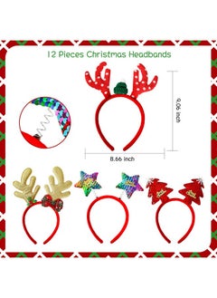 Max Fun Max Fun 24 Pieces Christmas Glasses Frame and Headbands Set with 24 Cute Designs Exquisite Decoration Accessories for Christmas Parties Holiday Favors and Photo Booth  - Image 3