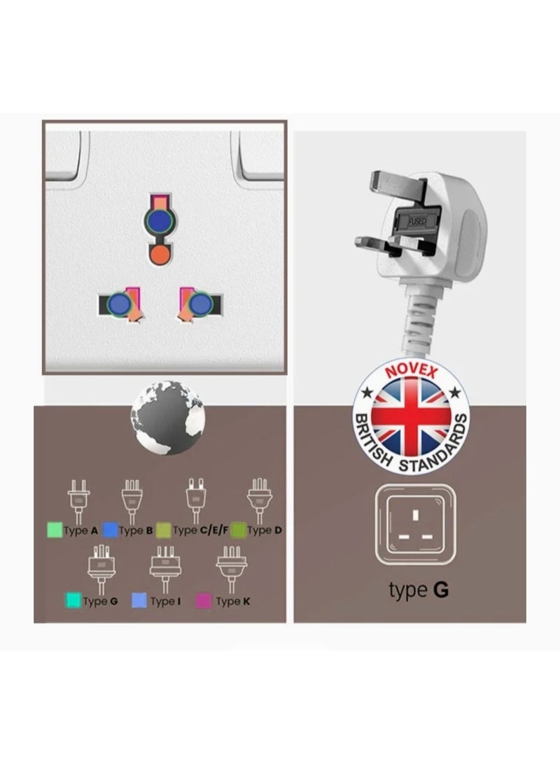 NOVEX 3-Way Extension Socket with Individual Switches, 3 Meter Heavy Duty Pure Copper Cable, 13A 3250W, ESMA Certified, Child Safety Shutters - N-D103-3M - Image 5