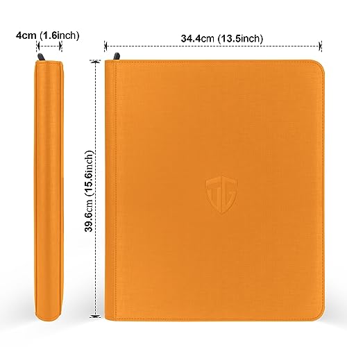 TCGUARD Toploader Binder,Holds 216 Toploaders,9 Pocket Top Loader Binder with Sleeves for 3"x4" Rigid Toploaders Hard Cases,Top loader Binders for TCG, MTG Card Binder, Trading Cards Binder(Orange) - Image 5