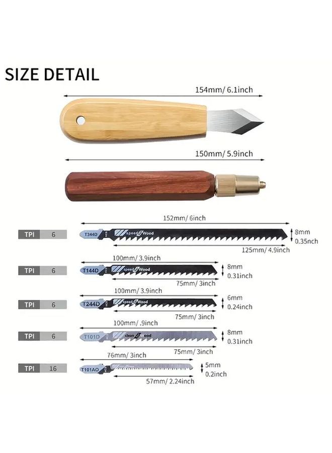 Mini Hand Saw And Carving Knife Wood Handle High Carbon Steel Blade For Woodworking DIY - Image 4