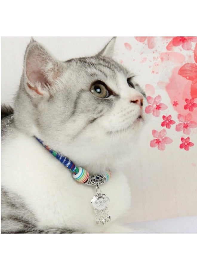 PET Cat Collar With Bell, Pet Leash Collar With Long Life Lock Ethnic Style Handmade Collar Kitten Puppy Necklace Collars For Cat Dogs Small Size  - Image 3