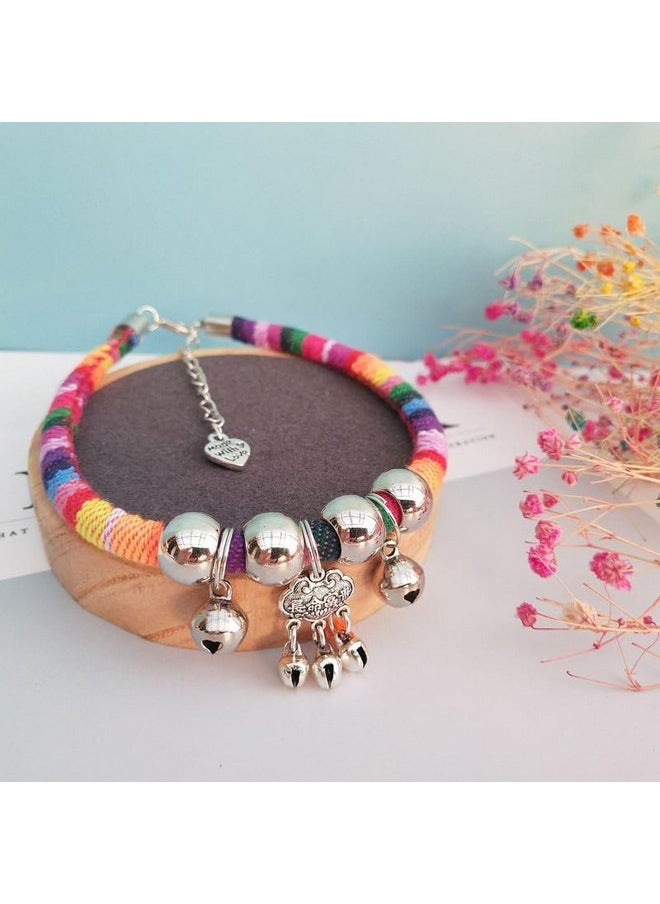PET Cat Collar With Bell, Pet Leash Collar With Long Life Lock Ethnic Style Handmade Collar Kitten Puppy Necklace Collars For Cat Dogs Small Size  - Image 1