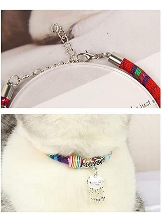 PET Cat Collar With Bell, Pet Leash Collar With Long Life Lock Ethnic Style Handmade Collar Kitten Puppy Necklace Collars For Cat Dogs Small Size  - Image 2