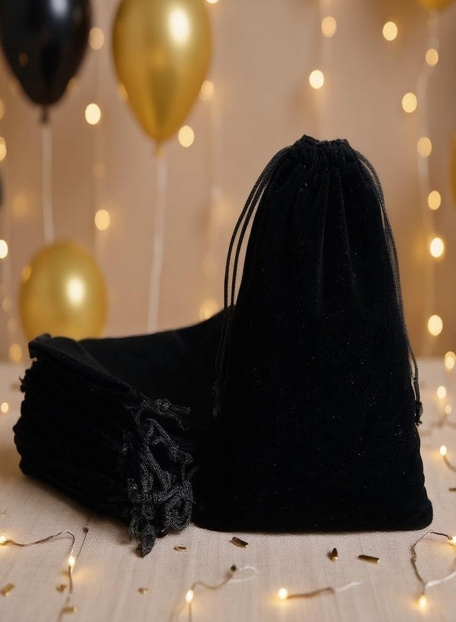 LYSXP Black Velvet bags With Drawstring 10pcs 8x12 Inch Jewelry Pouches Candy Bags Christmas Wedding Favors - Image 4