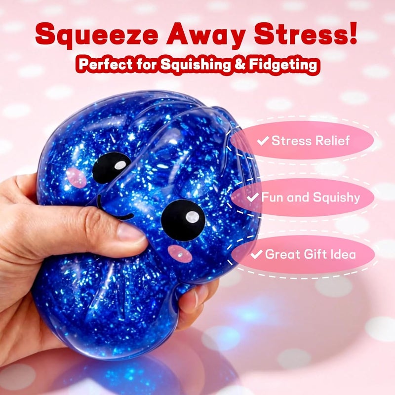 Dumpling Squishies, Glitter Dumpling Mystery Box, 2026 Upgraded Dumplings Stress Balls Fidget Sensory Balls, Squeeze Dough Ball Stress Relief Hand with Food Steamer, Relaxation Gift (Glitter Red) - Image 3