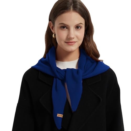 ACUSHLA 100% Merino Wool Triangle Scarf for Women Winter Neck Gaiter Warmer Knit Fashion Hooded Scarf Lightweight Soft Warm Neck Wrap for Ladies, 15.7'' X 47.2'', Blue - Image 1