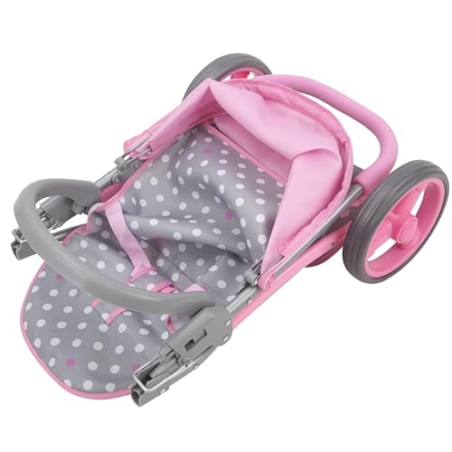 509 Crew: Cotton Candy Pink: Twin Tandem Doll Stroller - Pink, Grey, Polka Dot - Dolls Up to 18", Holds 2 Dolls, Foldable, Kids Pretend Play, Ages 3+ - Image 2
