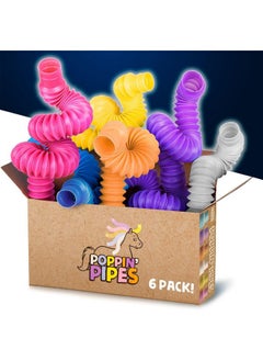 BUNMO Stocking Stuffers For Kids - Pop Tubes - Sensory Toys - Stocking Stuffers - Toddler Toys - Imaginative Play & Stimulating Creative Learning - Stocking Stuffers For Toddlers 3+ - 6 Pack Medium  - Image 1