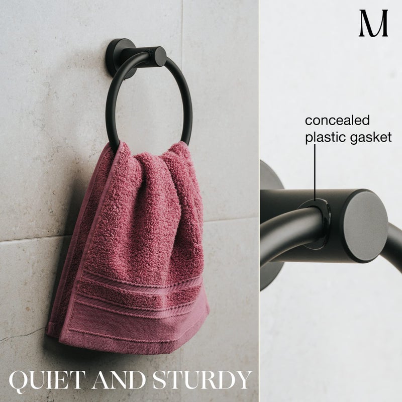 MARMOLUX ACC Matte Black Towel Ring - SUS304 Stainless Steel Wall Mounted Hand Towel Holder for Bathroom - Kitchen & Bathroom Towel Rack - Black Towel Hanger - Bathroom Towel Holder - Hand Towel Rack - Image 5