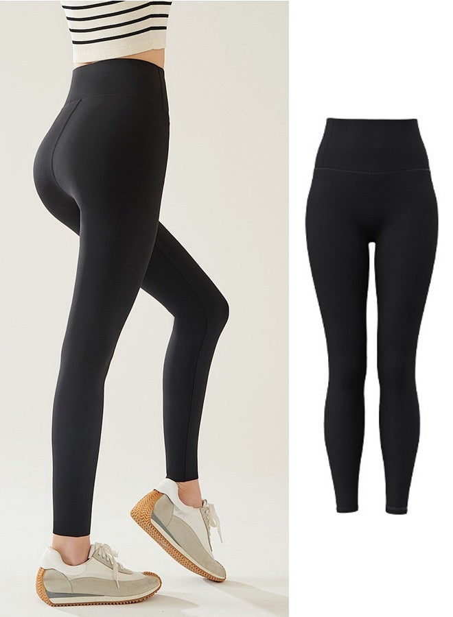 Women's high-waisted full-length sports pants, unique texture, plus size available. Thickened sharkskin leggings, suitable for autumn and winter wear, fleece lining, slimming Barbie style, cropped yoga pants. - Image 1