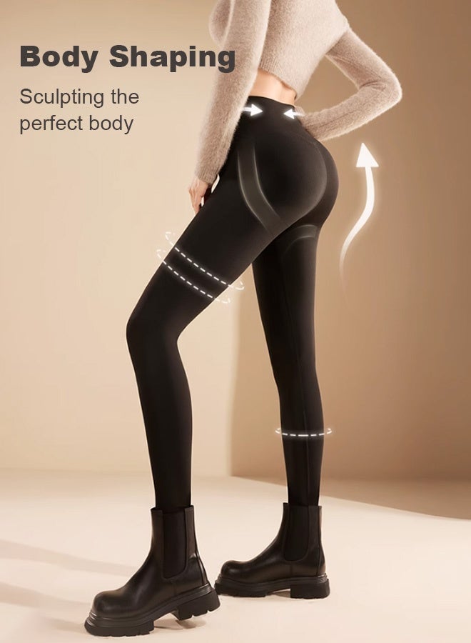 Women's high-waisted full-length sports pants, unique texture, plus size available. Thickened sharkskin leggings, suitable for autumn and winter wear, fleece lining, slimming Barbie style, cropped yoga pants. - Image 3