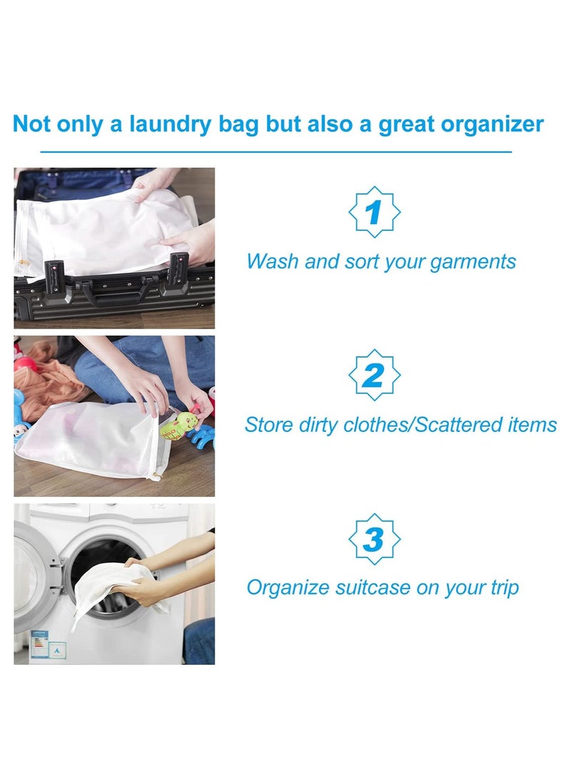 Zikra 3 Pcs Delicates Laundry Bags Fine Mesh Wash Bag Mesh Laundry Bags Travel Storage Organize Bag Clothing Washing Bags for Lingerie Underwear Bra Silk Socks with Hanging Loop - Image 5