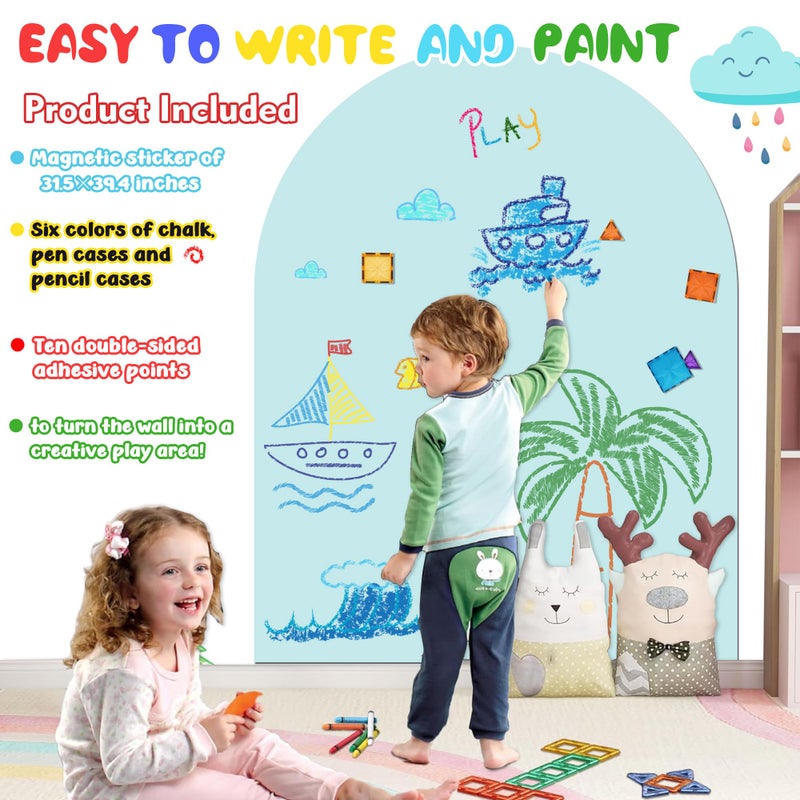 Easma Magnet Wall for Kids Magnetic Wall Decal Arch for Nursery Self Adhesive Magnetic Chalkboard Walls Sticker for Toddler Magnets Contact Paper Peel and Stick for Playroom Classroom Home Decor 31.5"x39.4" - Image 2