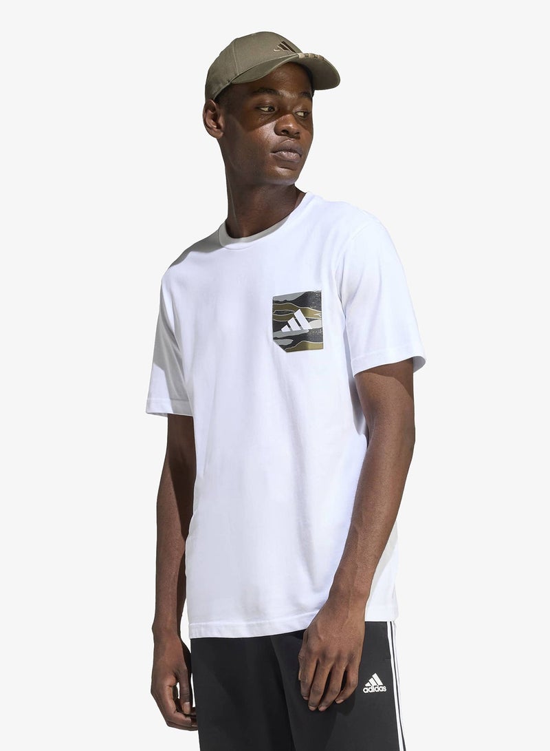 Adidas Camo Woven Pocket Graphic T-Shirt - Image 1