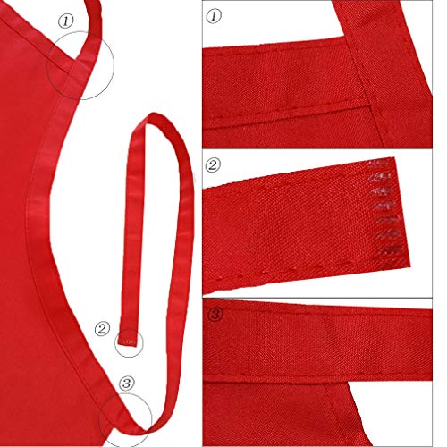multifuns 12 Pack Red Aprons for Women Men with 2 Pockets-Artist Baking Cooking Kitchen Aprons Bulk(24x28 inch, Red) - Image 4