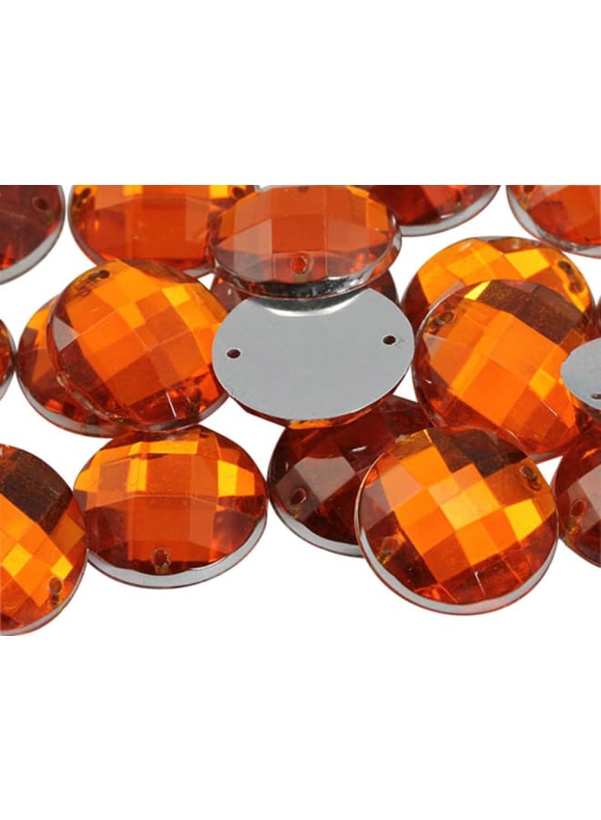 14mm Orange Hyacinth CH08 Flat Back Sew On Round Beads Acrylic Rhinestones Sewing Plastic Gems with Holes for Jewelry, Clothes, Garment Embelishments, Shoes, Cosplays, Crafts 50 Pieces  - Image 1