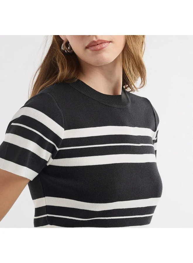 Splash FAV Striped Crew Neck T-shirt with Short Sleeves