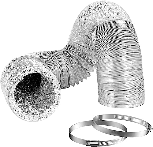 Hon&Guan 3 Inch Duct 6.56 Feet, Hon&Guan Flexible Dryer Vent Hose For Tight Space Dryer Exhaust Hose Aluminum Duct For Heating and Cooling Ventilation-with 2 Clamps. - Image 1