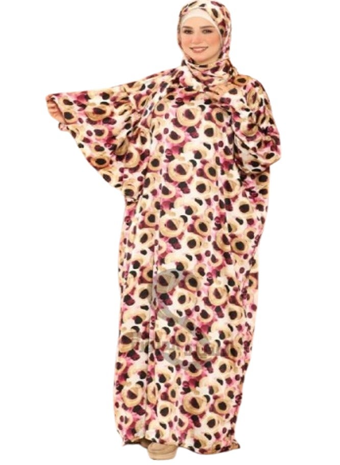 سيزار إسدال صلاة بيت من ستان أرماني بتصميم بسيط – طرحة متصلة، فري سايز - Image 2